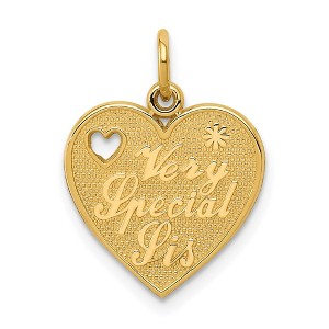Black Bow Jewelry 14k Yellow Gold Very Special Sis Heart Charm or Pendant, 14mm - 1 of 4