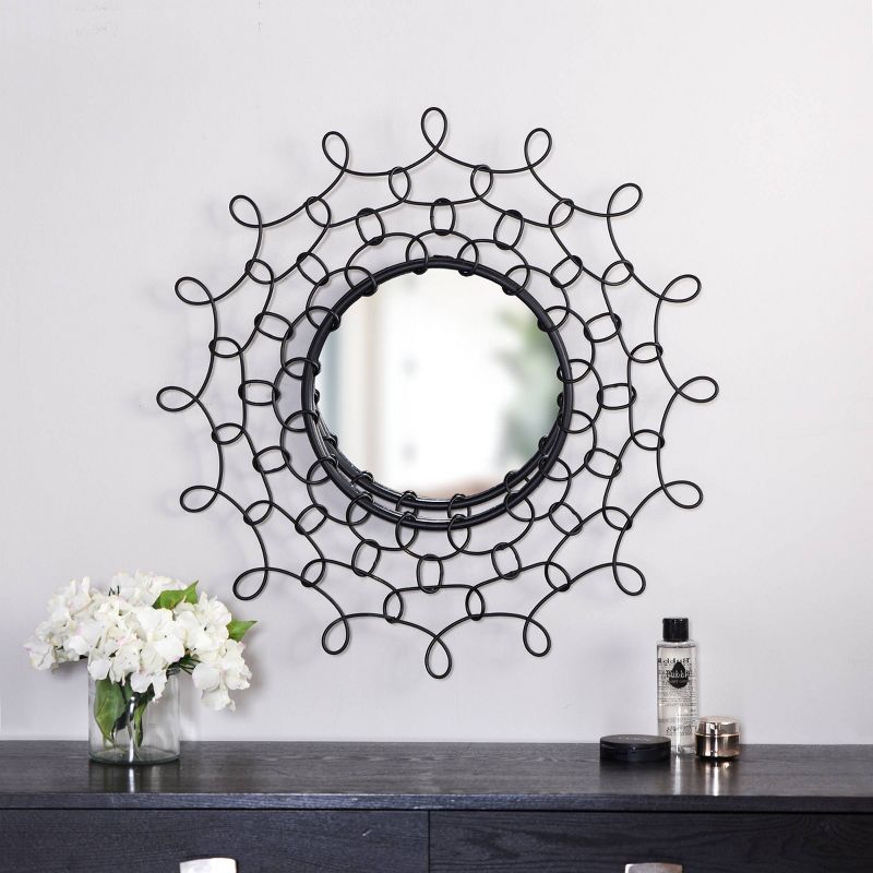 Round Metal Luka Wall Mirror with Open Looped Frame Black - StyleCraft, 6 of 7