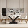 55" Modern Rectangular Dining Table for 6,Sintered Stone Top with Black Metal X-Leg Base-Maison Boucle - 3 of 4