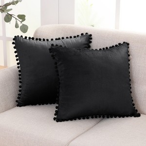 Deconovo Velvet Pom-Pom Throw Pillow Covers 2-Pack, Multiple Sizes - 1 of 4