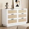 Rattan 6 Drawer Dresser, 47in Wide White 6 Chest of Drawers with Metal Handles and Wooden Sturdy Base for Bedroom Living Room Office - 4 of 4