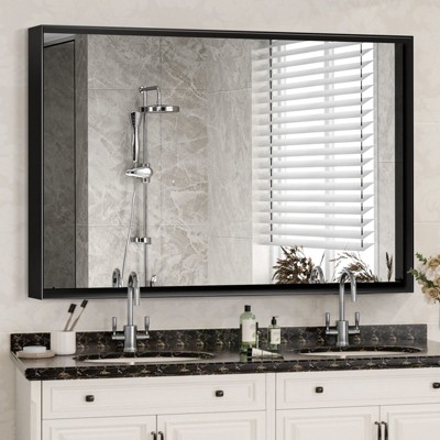Costway Rectangular Black Vanity Mirror – Wall Mount For Bathroom, Indoor Use