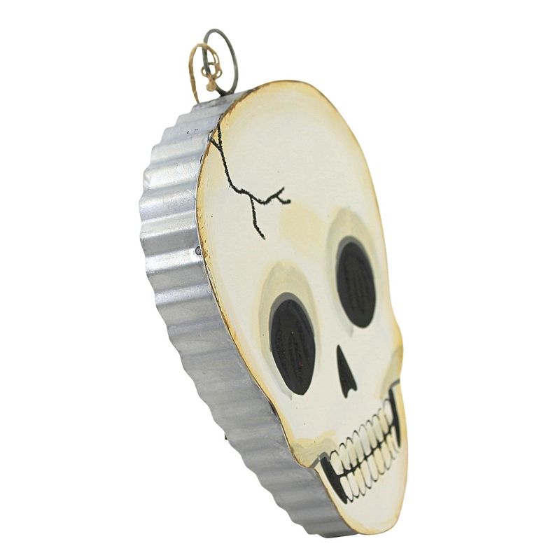 Halloween Skull Charm  -  One Plaque 8 Inches -  Spooky Skeleton Eyes  -  F21010  -  Metal  -  White, 3 of 4