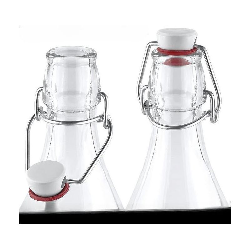 Estilo 8.5 oz Swing Top Easy Cap Glass Round Bottles with Caps- Set of 6, Clear, 2 of 6