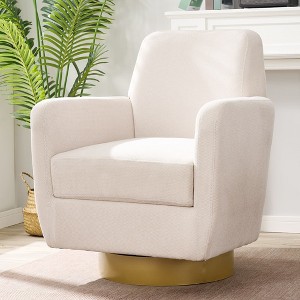 360 degree rotation armchair cotton linen skin friendly fabric ergonomic design living room chair - 1 of 4