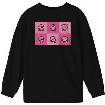 Kirby Character Panels Boy's Black Long Sleeve Shirt