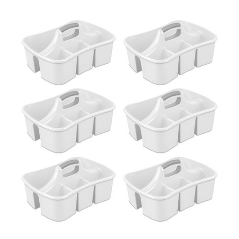 Sterilite Divided Ultra Caddy, Plastic, Portable Storage To Hold Bathroom  And Cleaning Supplies, 5 Large Compartments And Handle, White, 6-pack :  Target