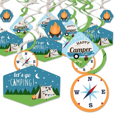 Big Dot of Happiness Happy Camper - Camping Baby Shower or Birthday Party Hanging Decor - Party Decoration Swirls - Set of 40