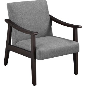 Yaheetech Fabric Accent Armchair with Rubber Wood Legs for Living Room Dark Gray - 1 of 4