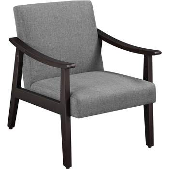 Yaheetech Fabric Accent Armchair with Rubber Wood Legs for Living Room Dark Gray