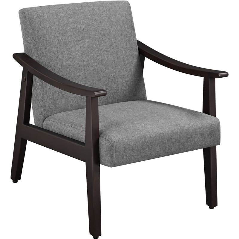 Yaheetech Fabric Accent Armchair with Rubber Wood Legs for Living Room Dark Gray, 1 of 8