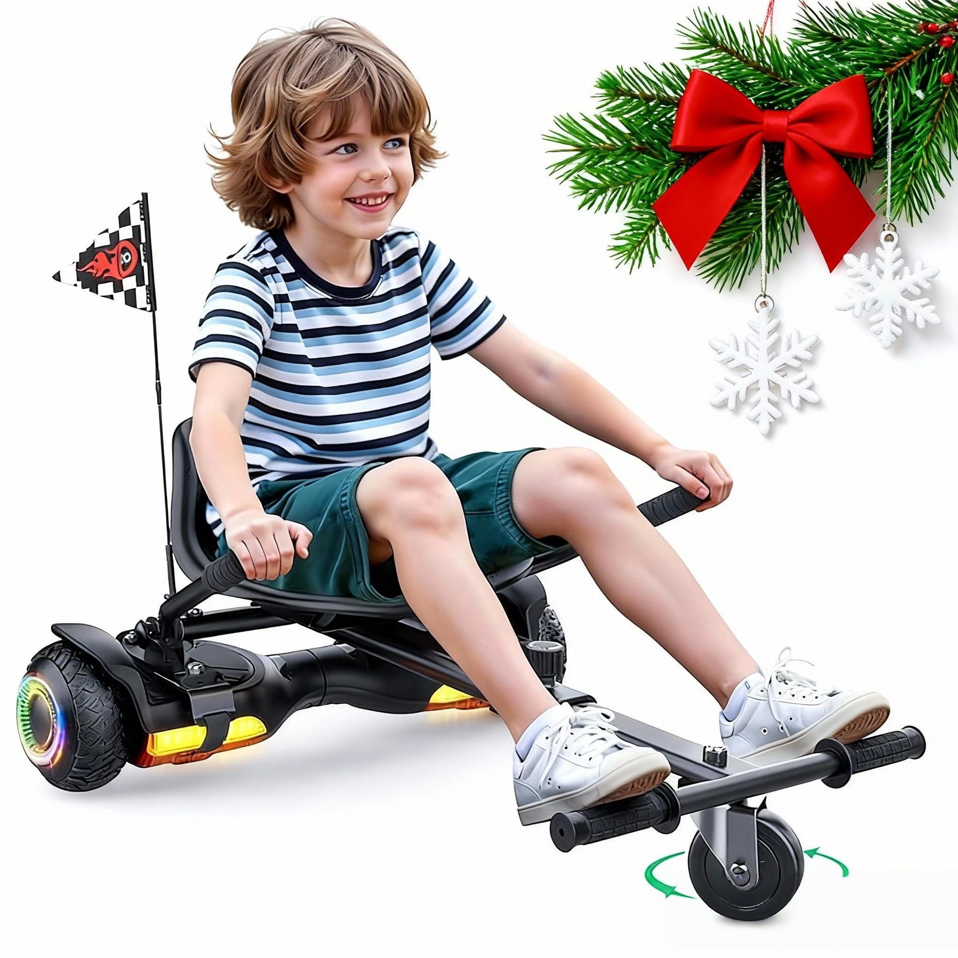 MASTGOAL Hoverboard with Seat Attachment, Hoverboard  for Kids or Adults with Adjustable Length, Hoverboard Go Kart , Ride on Toys 360°swivel Wheel