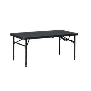 Racxily 40"L x 20"W Plastic Adjustable Height Fold-in-Half Folding Table, Rich Black - 1 of 4