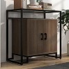 Garvee Modern Farmhouse Buffet Sideboard Cabinet with Tempered Glass Top and Steel Frame – 2-Door Engineered Wood Storage Cabinet - 3 of 4