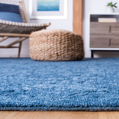 Handmade Blue Geometric Wool Area Rug