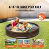 Round Kids Sandbox with Cover, 47in HDPE Outdoor Sand Pit with Corner Seats & Bottom Liner - 4 of 4