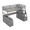 NicBex Twin Size Bunk Bed with Desk Loft Bed Bed Frame with 2 Shelves, 7 Drawers, Stair and Full Length Guardrails, No Box Spring Required - 3 of 4