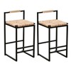 Resenkos Counter Bar Stools, Counter Stool,Set of 2 Water Hyacinth Woven Bar Stools with Back Support Brown - 3 of 4