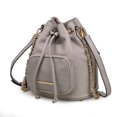 MKF Collection Azalea Women's vegan leather Bucket shoulder Bag by Mia K - Light Grey