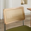 Kumasinova Set of 2 Upholstered Cantilever Dining Chairs, Rattan Back Kitchen Chair, Mid Century Modern Dining Room Chairs, Velvet Dining Chairs - 2 of 4
