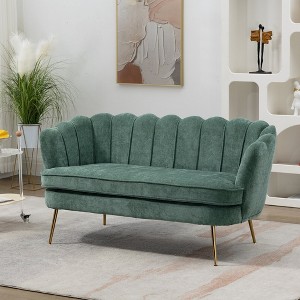 Mlmh & Kngwa 59"W Upholstered Loveseat, Modern 2-Seater Small Sofa Couch with Metal Legs - 1 of 4