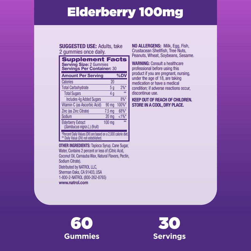 Natrol Elderberry 100mg Immune Health Gummy - 60ct, 5 of 11