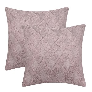 Unique Bargains Soft Plush Decorative Throw Solid Striped Pillow Covers 2 Pcs - 1 of 4