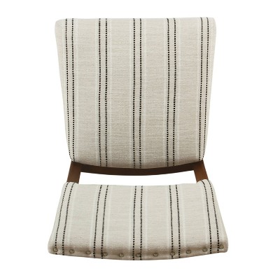 Classic Farmhouse Linen Upholstered Side Chair in Black Wood