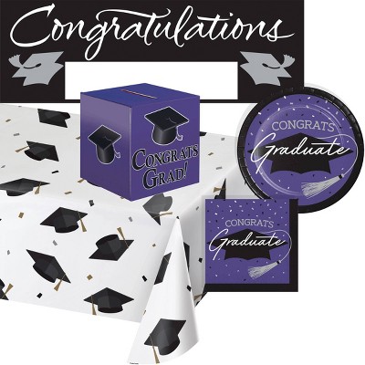 Creative Converting Graduate School Spirit Purple Tableware and Decor Kit 18ct