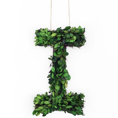 Modern Home 12" Real Preserved Boxwood Monogram Wreath