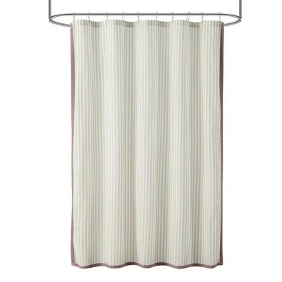 LunaLulinlk Beautiful Skinny Stripe Porcini Taupe Rose Pink Shower Curtain
