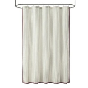 LunaLulinlk Beautiful Skinny Stripe Porcini Taupe Rose Pink Shower Curtain - 1 of 4