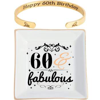 DORADREAMDEKO 60th Birthday Jewelry Dish Women Birthday Gifts, Gold
