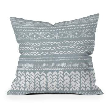 16"x16" Ninola Design Jersey Wool Garlands Square Throw Pillow Teal - Deny Designs
