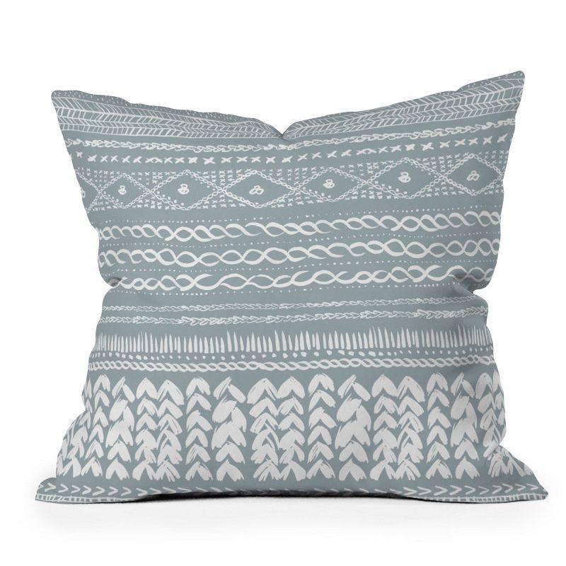16&#34;x16&#34; Ninola Design Jersey Wool Garlands Square Throw Pillow Teal - Deny Designs, 1 of 6