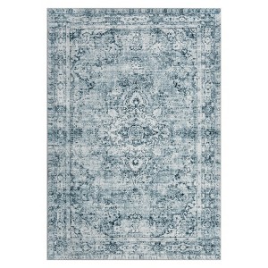 10*13ft Washed Back Low Pile Area Rug for Living Room, Washable Rugs for Bedroom, Hallway Runner, Large Non-Slip Carpet for Kitchen Dining Room(Blue) - 1 of 4