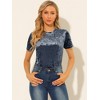 INSPIRE CHIC Women's Velvet Crew Neck Short Sleeve Casual Blouse - 3 of 4