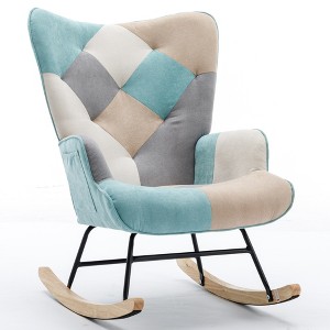 Cotton Linen Mid-Century Accent Sofa with Thick Soft Cushions Skin-Friendly Resists Fading Ergonomical Design Modern Rocking Chair for Living Room - 1 of 4