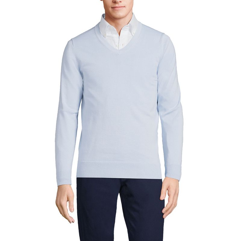 Lands' End Men's Classic Fit Fine Gauge Supima Cotton V-neck Sweater, 1 of 3