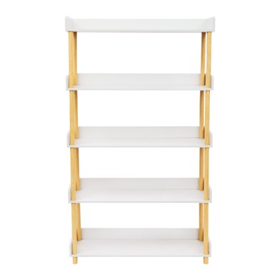 YIYIBYUS 5-Tier Wooden Open Bookcase, Modern Display Bookshelf, Tall Book Shelf