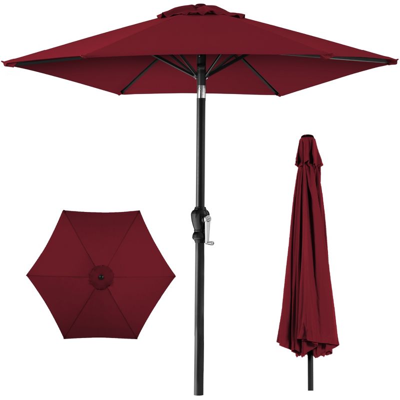 Best Choice Products 10ft Outdoor Steel Market Patio Umbrella w/ Crank, Tilt Push Button, 6 Ribs, 1 of 10