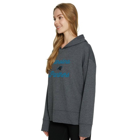 Nfl Carolina Panthers Women s Long Sleeve Fleece Chainstitch Hooded Sweatshirt Target