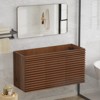 APRILSOUL Bathroom Vanity, Mid-Century Wall Mounted Floating Cabinet with 2 Closing Doors, Wood Grain Texture, Walnut - 3 of 4