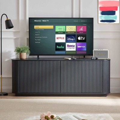 APRILSOUL Sideboard Storage Cabinet TV Stand with wave pattern Buffet Cabinet Wooden Vertical Striped Cabinet for Kitchen/Bedroom/Entryway. Black