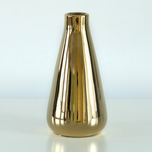 Fabulaxe Decorative Ceramic Modern Centerpiece Table Flower Vase, Gold - 1 of 4