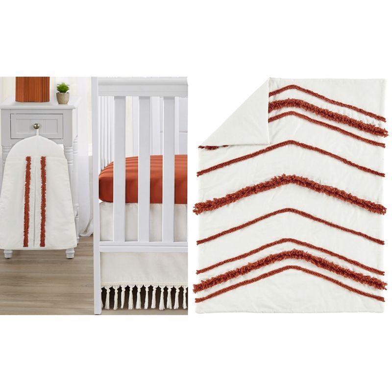 Sweet Jojo Designs Gender Neutral Unisex Baby Crib Bedding Set - Boho Fringe Rust Orange Ivory Off White 4pc, 1 of 8