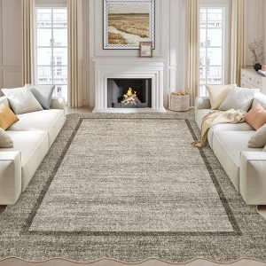 Modern Washable Area Rug, Scalloped Throw Carpet with Non Slip Backing, Low Pile Stain Resistant Floor Carpet for Living Room - 1 of 4