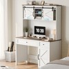 SKRAN 47" Wood Home Office Desk, Executive Desk, Computer Desk Home Office Study Writing Desk with Charging Station, File Drawer, Storage Cabinet - 2 of 4