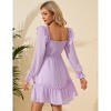 Clearlove Women's Square Neck Lantern Long Sleeve Ruffle Shirred Flowy Party Mini Dress - 4 of 4