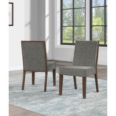 Asian Hardwood Solids and Engineered Wood Chair (Set of 2) with Framed Wooden Back, Checkerboard Stitched Back, Solid Wood Legs, Kiln-Dried Wood